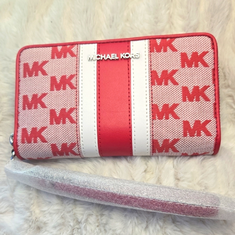 Michael Kors Striped MK Logo Wallet